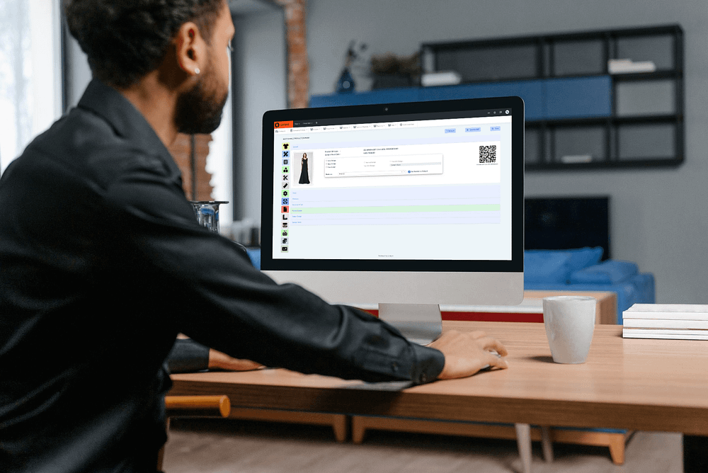 man searching pimland page with product